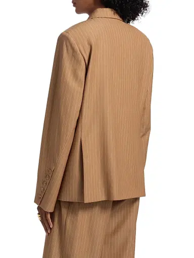 Toccin Women's Willa Boyfriend Pinstriped Blazer - Latte | Thumbnail 5