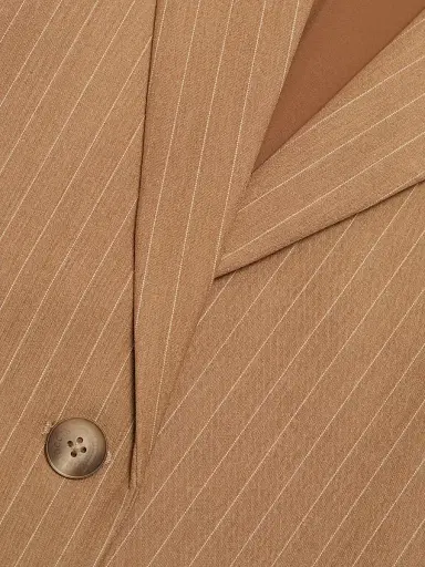 Toccin Women's Willa Boyfriend Pinstriped Blazer - Latte | Thumbnail 7