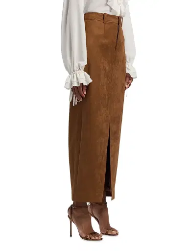 Toccin Women's Meg Faux Suede Midi-Skirt - Brandy | Thumbnail 4