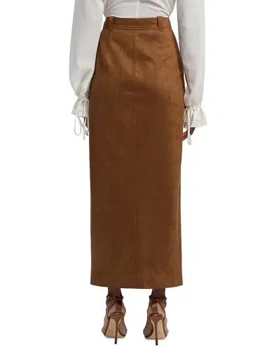 Toccin Women's Meg Faux Suede Midi-Skirt - Brandy | Thumbnail 5