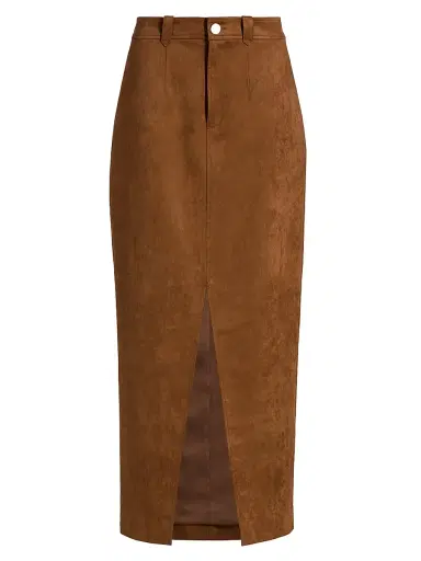 Toccin Women's Meg Faux Suede Midi-Skirt - Brandy | Thumbnail 1