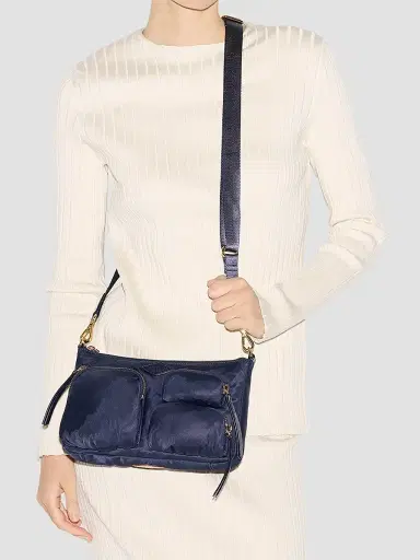 MZ Wallace Women's Petite Chelsea Logo Shoulder Bag - Navy | Thumbnail 2