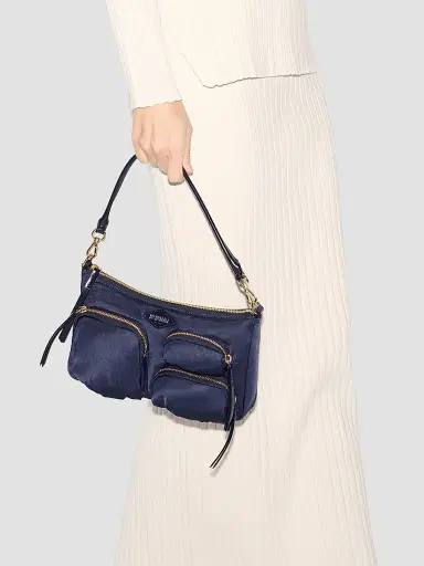 MZ Wallace Women's Petite Chelsea Logo Shoulder Bag - Navy | Thumbnail 3