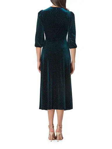 Shoshanna Women's Luna Velvet Midi-Dress - Emerald | Thumbnail 3 Shoshanna Women's Luna Velvet Midi-Dress - Emerald | Thumbnail 3