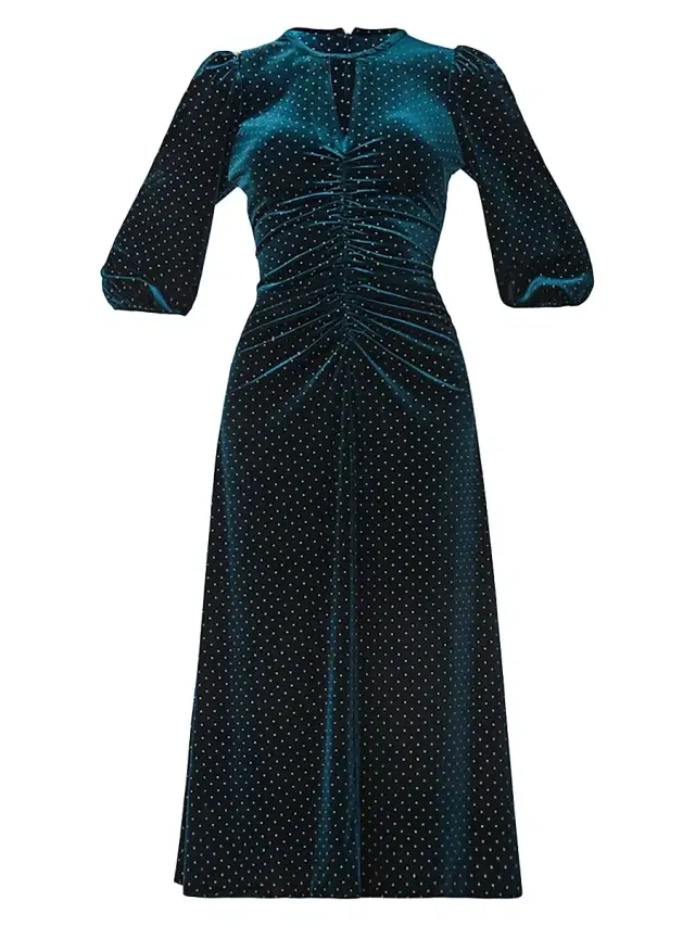 Shoshanna Women's Luna Velvet Midi-Dress - Emerald