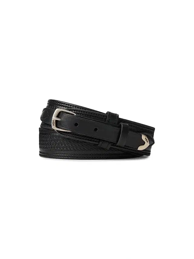 Polo Ralph Lauren Men's Western Woven Leather Belt - Black