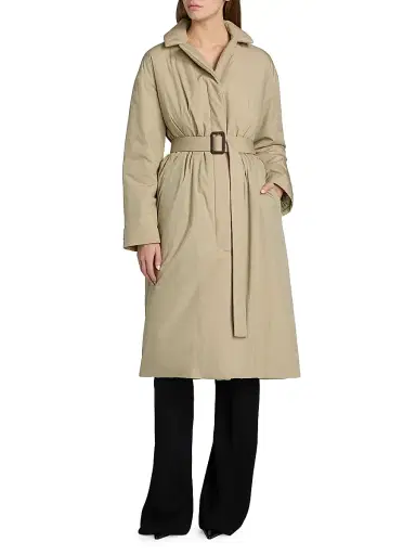 Proenza Schouler White Label Women's Saphira Tie-Waist Paracute-Cotton Coat - Flax | Thumbnail 2 Proenza Schouler White Label Women's Saphira Tie-Waist Paracute-Cotton Coat - Flax | Thumbnail 2