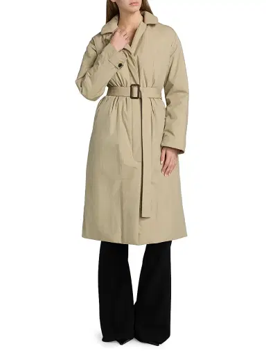 Proenza Schouler White Label Women's Saphira Tie-Waist Paracute-Cotton Coat - Flax | Thumbnail 3 Proenza Schouler White Label Women's Saphira Tie-Waist Paracute-Cotton Coat - Flax | Thumbnail 3