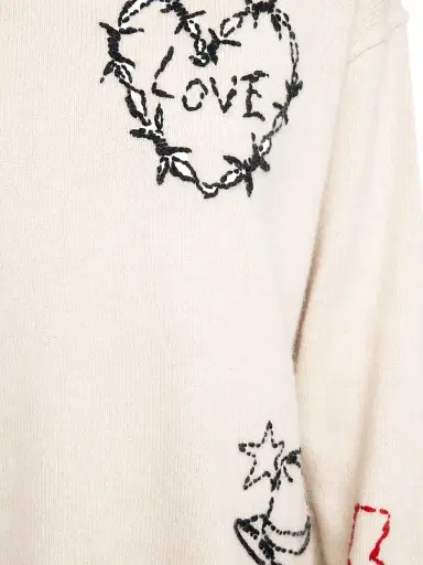 Zadig & Voltaire Women's Markuz Cashmere West Graph Sweater - Ecru - Size Large | Thumbnail 6 Zadig & Voltaire Women's Markuz Cashmere West Graph Sweater - Ecru - Size Large | Thumbnail 6