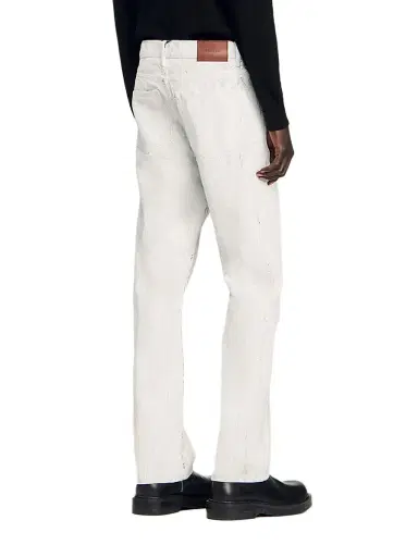 Sandro Men's Regular Crackle-Effect Jeans - Optic White | Thumbnail 4 Sandro Men's Regular Crackle-Effect Jeans - Optic White | Thumbnail 4