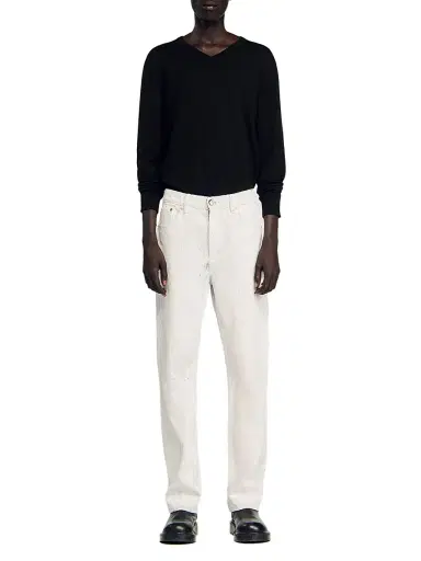 Sandro Men's Regular Crackle-Effect Jeans - Optic White | Thumbnail 6 Sandro Men's Regular Crackle-Effect Jeans - Optic White | Thumbnail 6