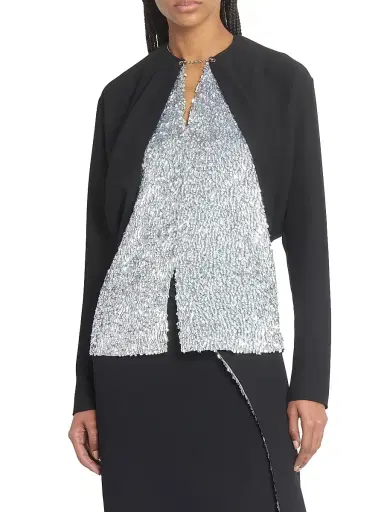 Paco Rabanne Women's Metallic Crepe Blouse - Black - Size 6 | Thumbnail 3
