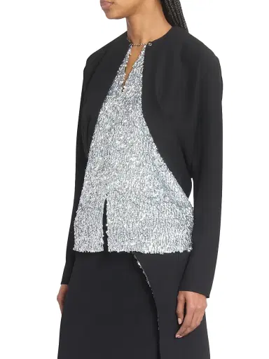 Paco Rabanne Women's Metallic Crepe Blouse - Black - Size 6 | Thumbnail 4