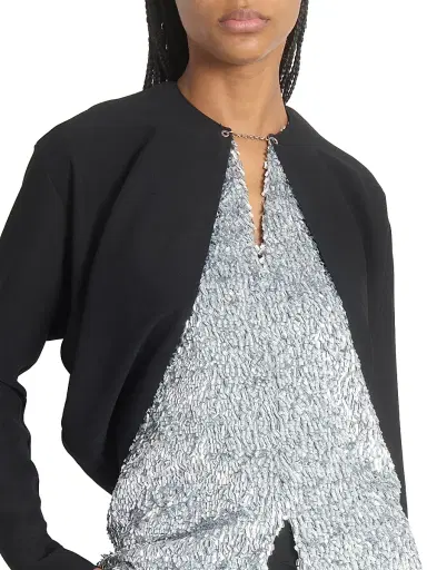 Paco Rabanne Women's Metallic Crepe Blouse - Black - Size 6 | Thumbnail 6