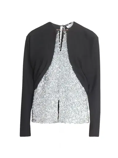 Paco Rabanne Women's Metallic Crepe Blouse - Black - Size 6 | Thumbnail 1