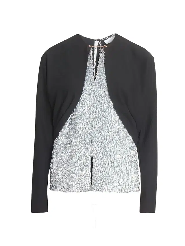 Paco Rabanne Women's Metallic Crepe Blouse - Black