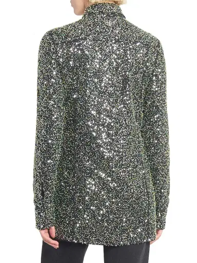 Paco Rabanne Women's Sequined Crepe Shirt - Black - Size 4 | Thumbnail 5 Paco Rabanne Women's Sequined Crepe Shirt - Black - Size 4 | Thumbnail 5