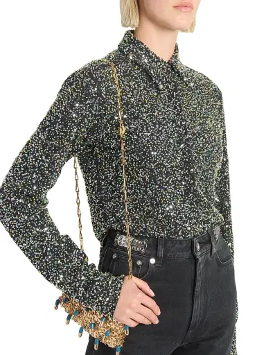 Paco Rabanne Women's Sequined Crepe Shirt - Black - Size 4 | Thumbnail 6 Paco Rabanne Women's Sequined Crepe Shirt - Black - Size 4 | Thumbnail 6