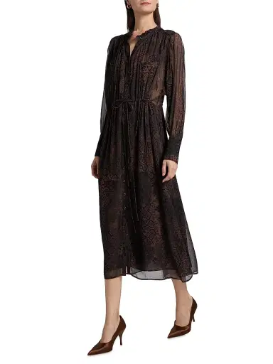 Ba&sh Women's Sahara Snake-Print Midi-Dress - Marron - Size Large | Thumbnail 2