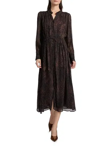 Ba&sh Women's Sahara Snake-Print Midi-Dress - Marron - Size Large | Thumbnail 3