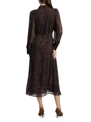 Ba&sh Women's Sahara Snake-Print Midi-Dress - Marron - Size Large | Thumbnail 5