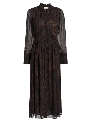 Ba&sh Women's Sahara Snake-Print Midi-Dress - Marron - Size Large | Thumbnail 1