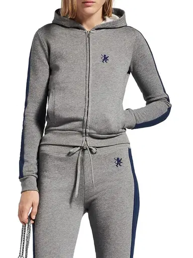 Balenciaga Women's Lion Zip-Up Hoodie - Dark Heather Grey | Thumbnail 3