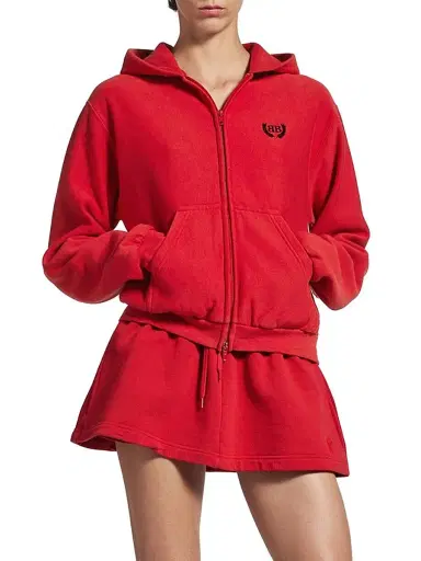 Balenciaga Women's Laurel Classic Zip-Up Hoodie Regular Fit - Red Black - Size XS | Thumbnail 3