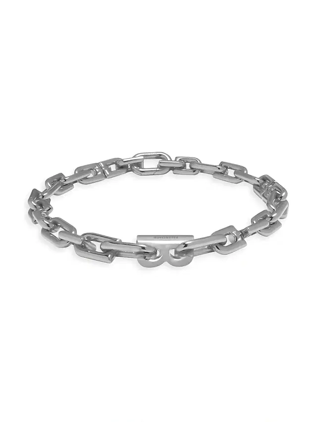 Women's B Chain Thin Necklace - Shiny Silver