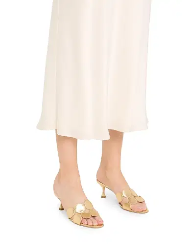 Manolo Blahnik Women's Haribalmu 50MM Leather Sandals - Gold - Size 8 | Thumbnail 2