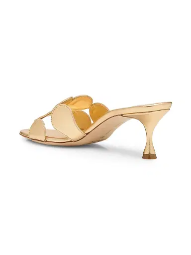 Manolo Blahnik Women's Haribalmu 50MM Leather Sandals - Gold - Size 8 | Thumbnail 4