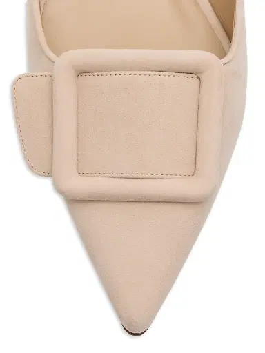 Manolo Blahnik Women's Maysale Buckle-Detail Suede Mules - Nude | Thumbnail 6 Manolo Blahnik Women's Maysale Buckle-Detail Suede Mules - Nude | Thumbnail 6