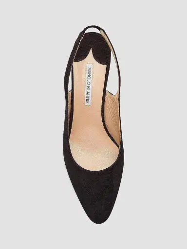 Manolo Blahnik Women's Allurasan 50MM Suede Slingback Pumps - Black - Size 7.5 | Thumbnail 4