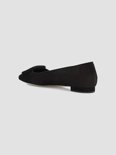 Manolo Blahnik Women's Maysale Buckle-Detail Suede Ballet Flats - Black - Size 10.5 | Thumbnail 4