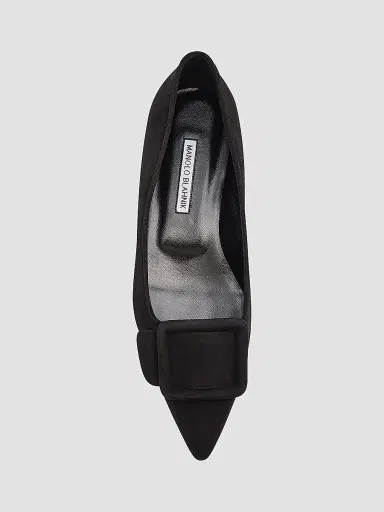 Manolo Blahnik Women's Maysale Buckle-Detail Suede Ballet Flats - Black - Size 10.5 | Thumbnail 6