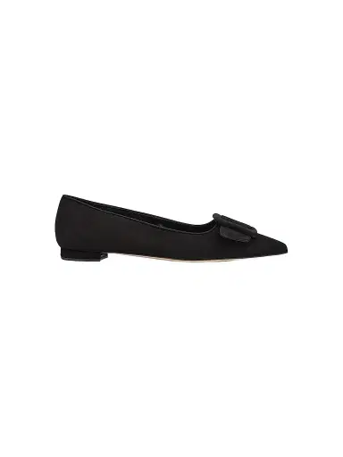 Manolo Blahnik Women's Maysale Buckle-Detail Suede Ballet Flats - Black - Size 10.5 | Thumbnail 1
