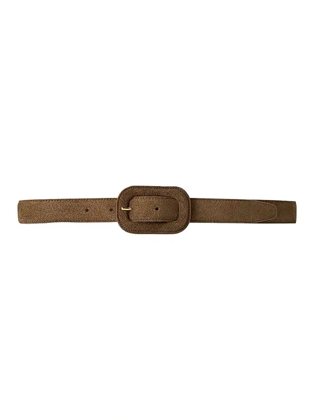 Women's Wide Buckle Suede Belt - Medium Brown