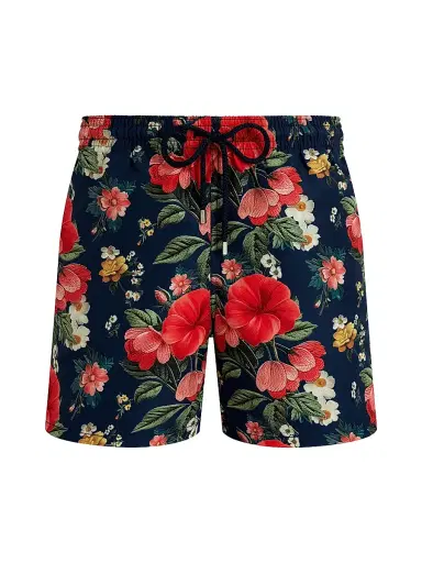 Vilebrequin Men's Trompe-L'il Floral Swim Shorts - Bleu Marine - Size XXXL | Thumbnail 1