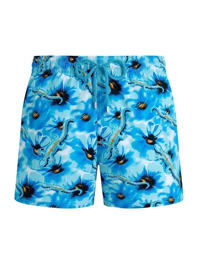 Men's Poppies & Geckos Stretch Swim Shorts - Topaz Bleu