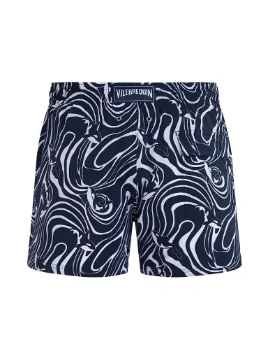 Vilebrequin Men's Orcas Waves Stretch Swim Shorts - Bleu Marine - Size XXXL | Thumbnail 2 Vilebrequin Men's Orcas Waves Stretch Swim Shorts - Bleu Marine - Size XXXL | Thumbnail 2