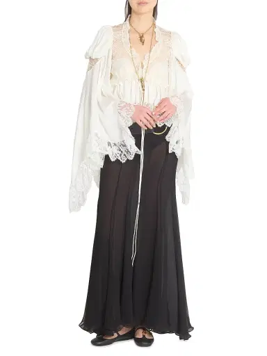 Chloé Women's Lace Silk Blouse - Iconic Milk | Thumbnail 2 Chloé Women's Lace Silk Blouse - Iconic Milk | Thumbnail 2