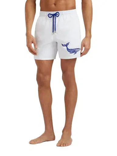 Vilebrequin Men's Embroidered Whale Swim Shorts - Blanc - Size XXL | Thumbnail 3