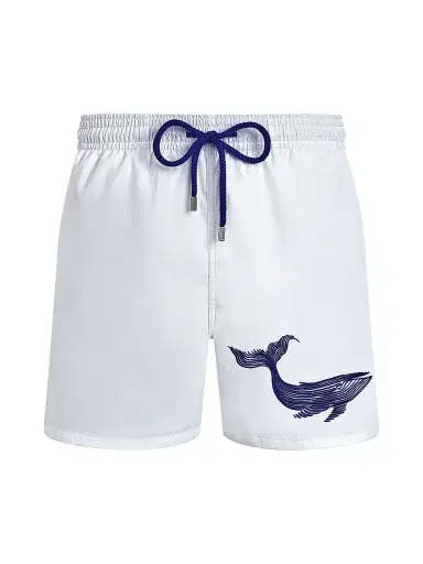 Vilebrequin Men's Embroidered Whale Swim Shorts - Blanc - Size XXL | Thumbnail 1