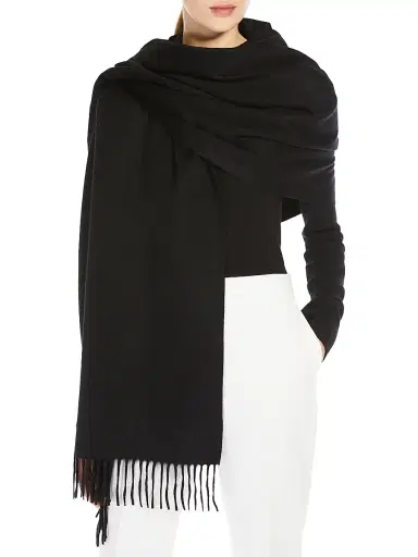 Max Mara Women's Cashmere Logo Stole - Black | Thumbnail 1 Max Mara Women's Cashmere Logo Stole - Black | Thumbnail 1