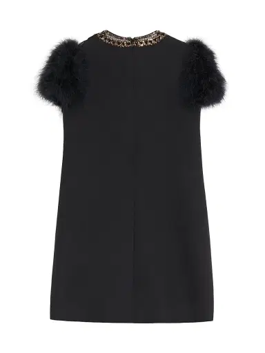 Valentino Garavani Women's Embroidered Crepe Couture Short Dress - Black | Thumbnail 2