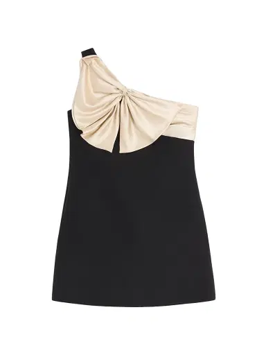 Valentino Garavani Women's Crepe Couture Short Dress - Black - Size 10 | Thumbnail 1