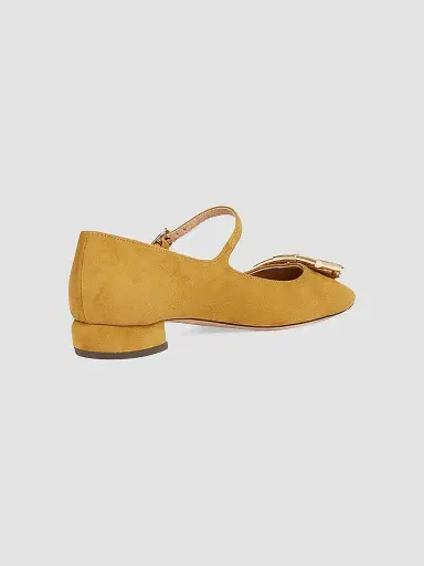 Ferragamo Women's Marry Gancini Suede Ballerina Flats | Thumbnail 2