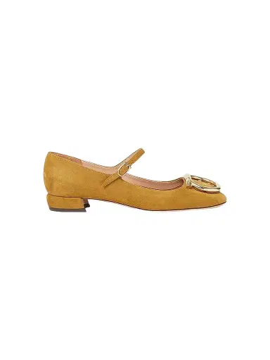 Ferragamo Women's Marry Gancini Suede Ballerina Flats | Thumbnail 1