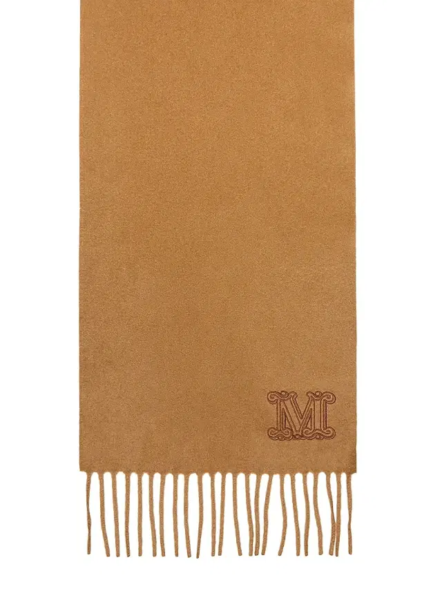Women's Monogram Embroidered Cashmere Stole - Tobacco