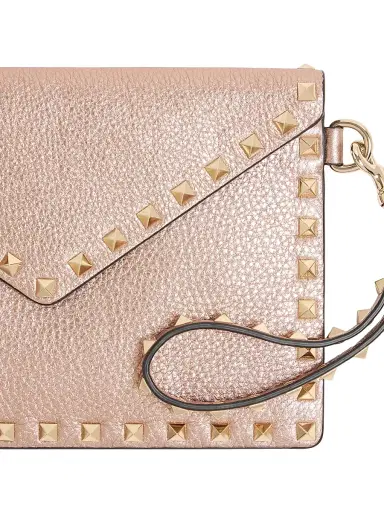 Valentino Garavani Women's Rockstud Laminated Grainy Calfskin Clutch Bag | Thumbnail 6